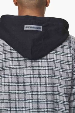 Fontana Hooded Hairy Zip Flannel Jacket Grey Black -Pegador® detail PGDR BLACKFRIDAY 2023 MENS19721
