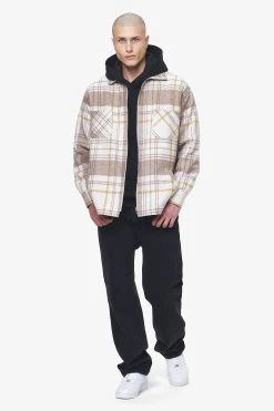 Bale Embroidery Heavy Flannel Zip Shirt Cream Wood -Pegador® hover PGDR BLACKFRIDAY 2023 MENS19032